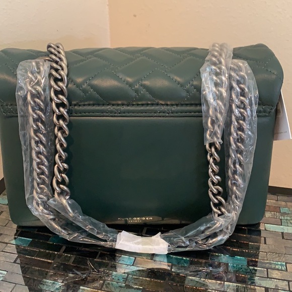 KURT GEIGER LONDON KENSINGTON LEATHER LEATHER SHOULDER BAG IN TEAL - Picture 8 of 14